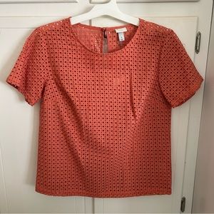 Orange Eyelet Keyhole Top